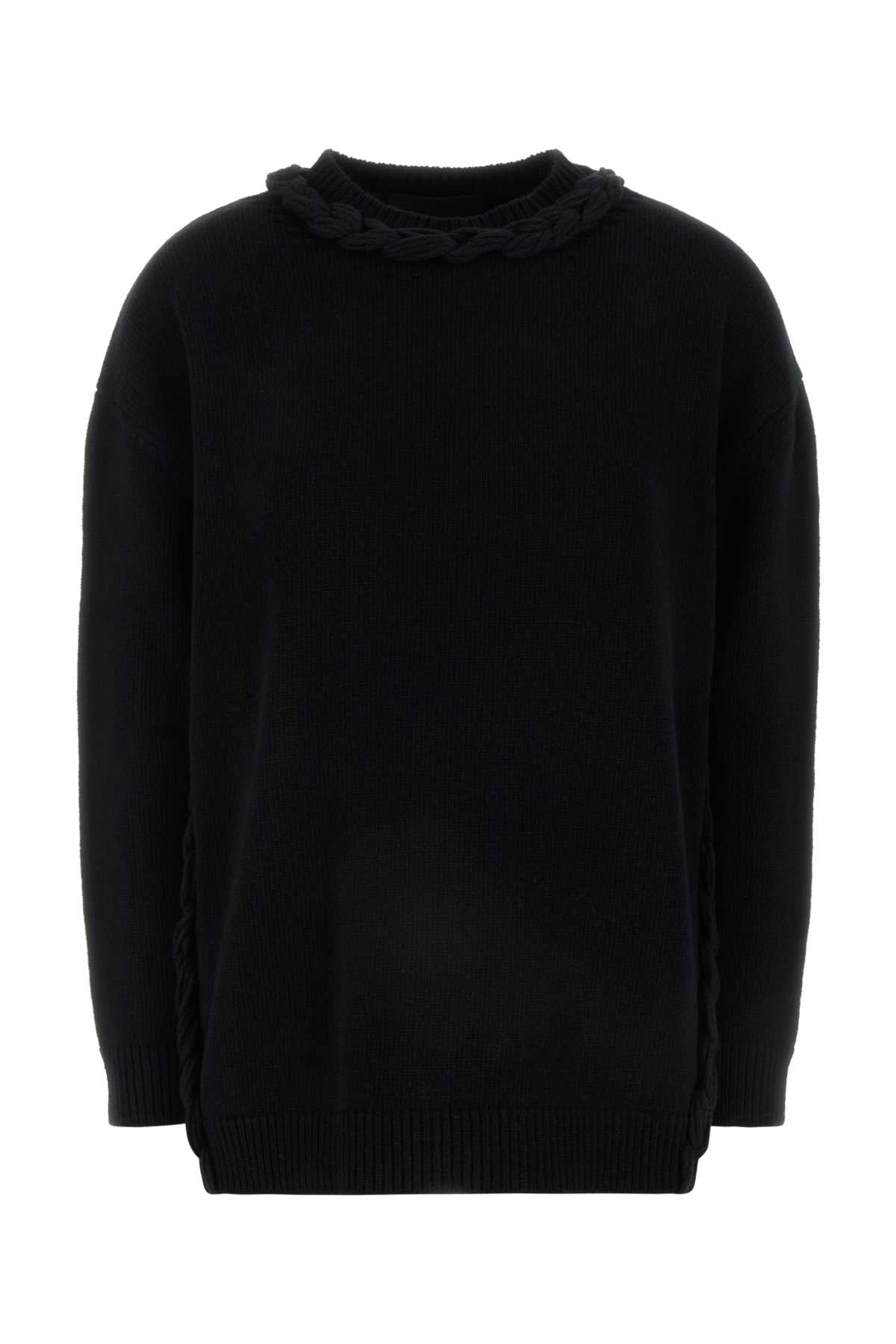 Valentino Garavani Virgin Wool Crew Neck Sweater — Black