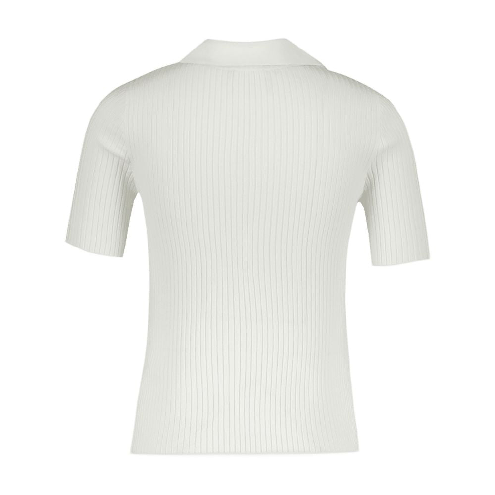 Courreges Ribbed Cotton Polo — White