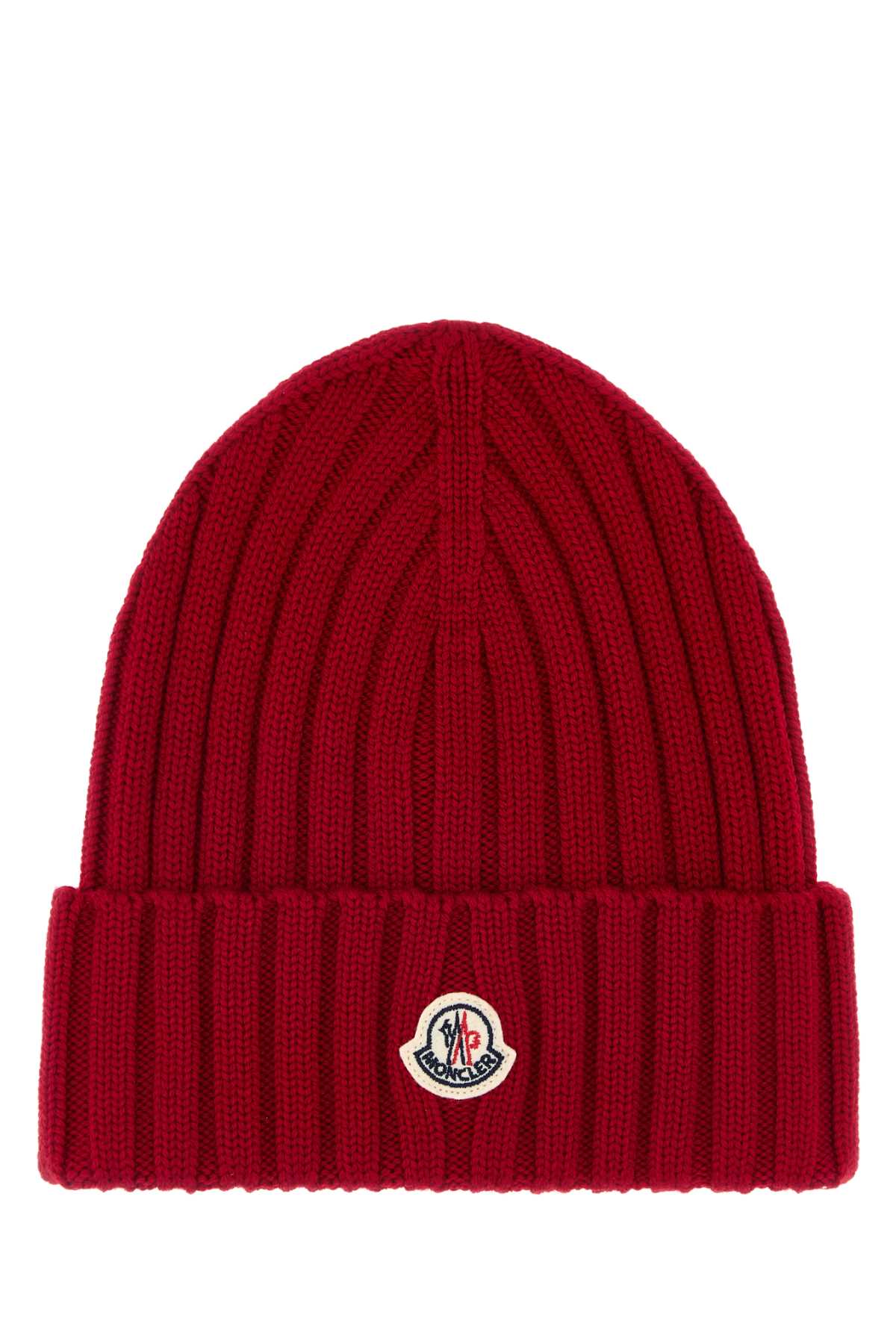 Moncler HAT Virgin Wool Ribbed Beanie — Red
