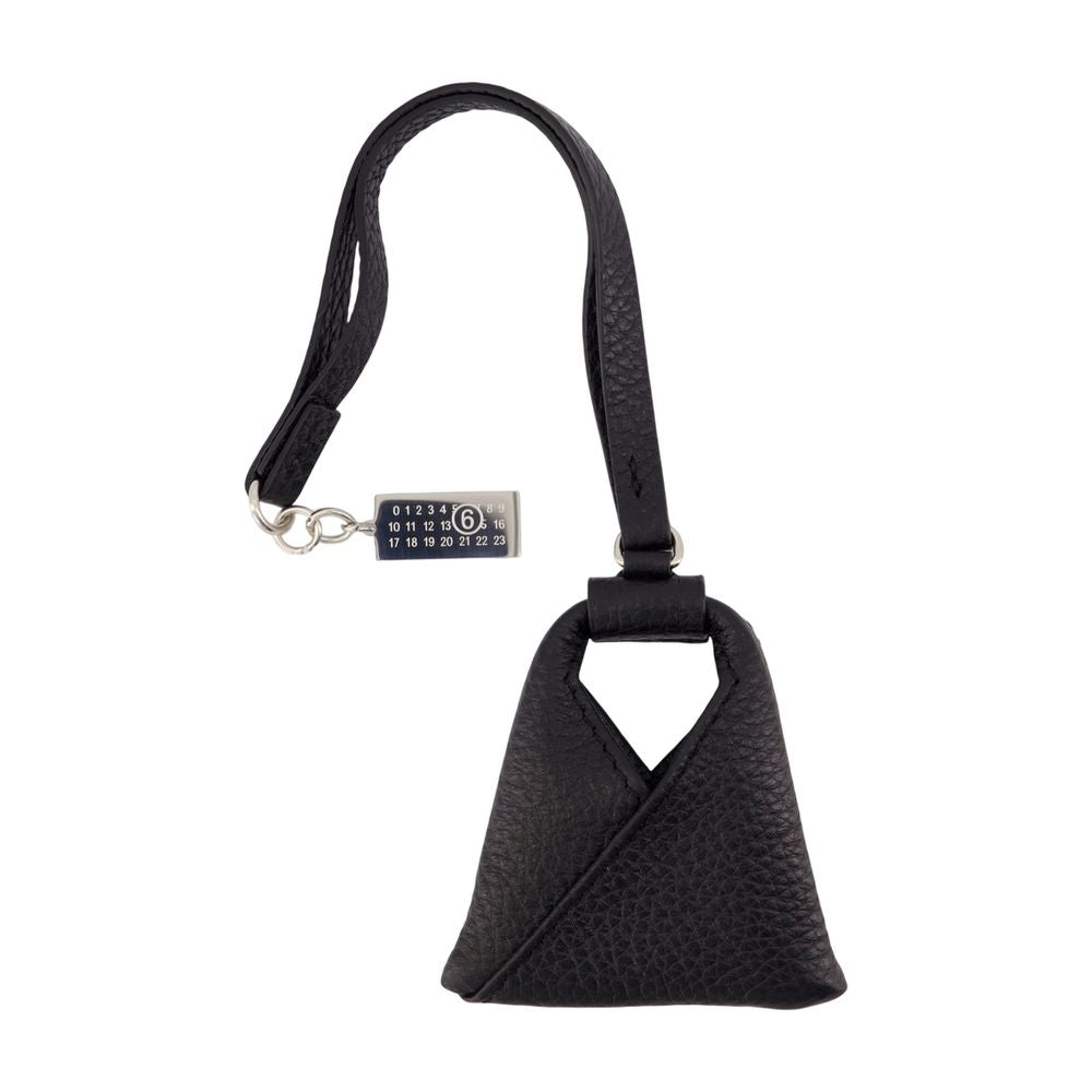 MM6 Maison Margiela Textured Calfskin Japanese Charm Mini Bag — Black