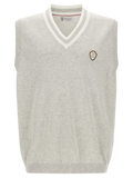 Brunello Cucinelli Cotton V-Neck Sweater Vest — Gray