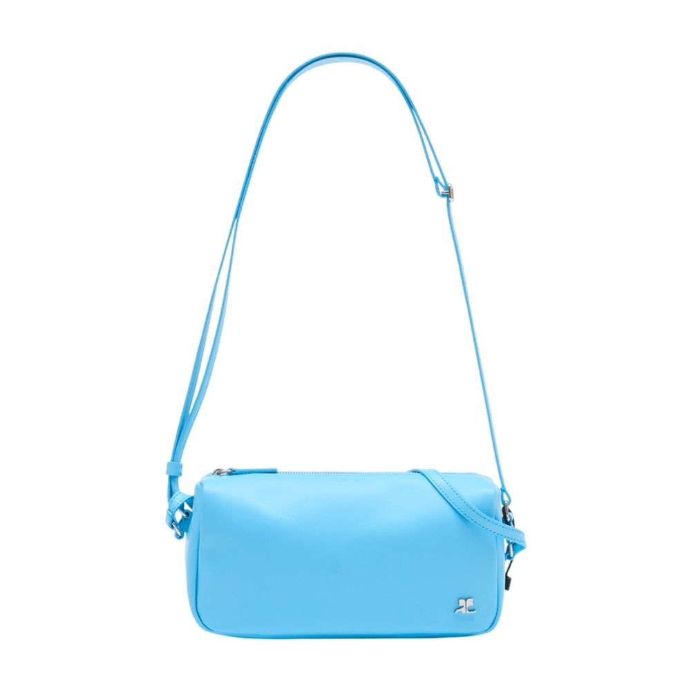 Courreges Calfskin Leather Shoulder Bag — Blue