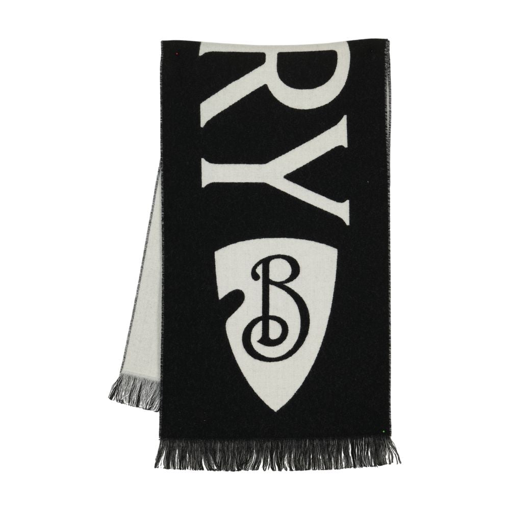 Burberry Logo Intarsia Wool Scarf — Black