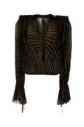 Blumarine Zebra-Striped Viscose Blouse — Brown