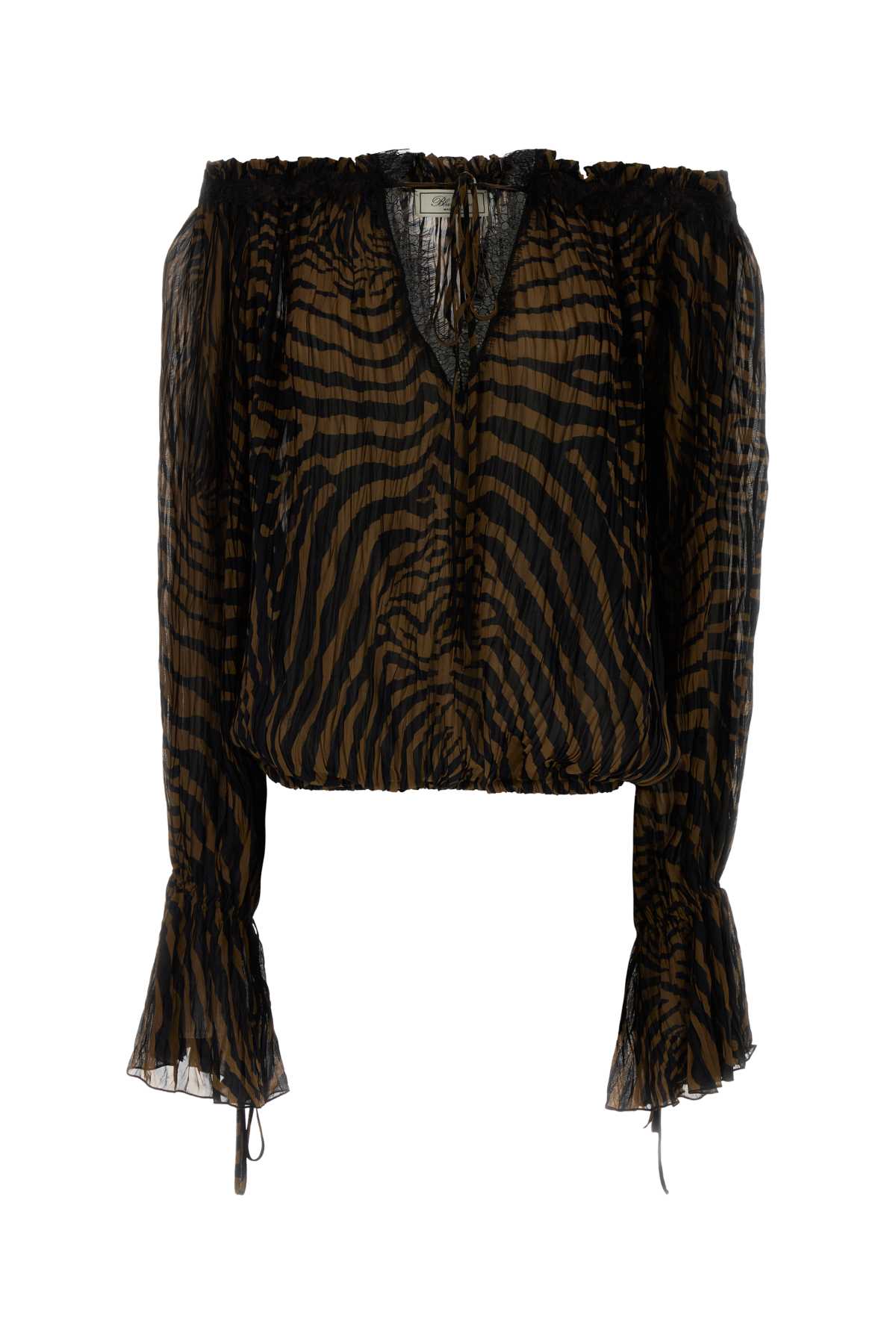 Blumarine Zebra-Striped Viscose Blouse — Brown