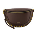 Isabel Marant Gold-Studded Leather Crossbody Bag — Brown