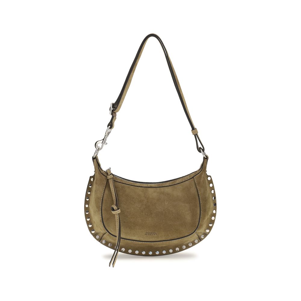 Isabel Marant Studded Suede Leather Shoulder Bag — Beige