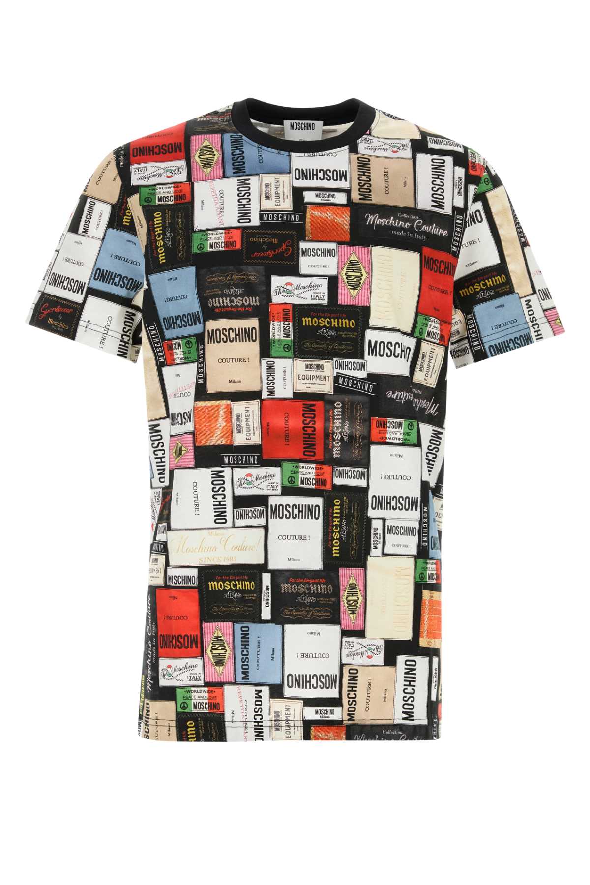 Moschino Logo-Collage Print Cotton T-Shirt — Multicolor