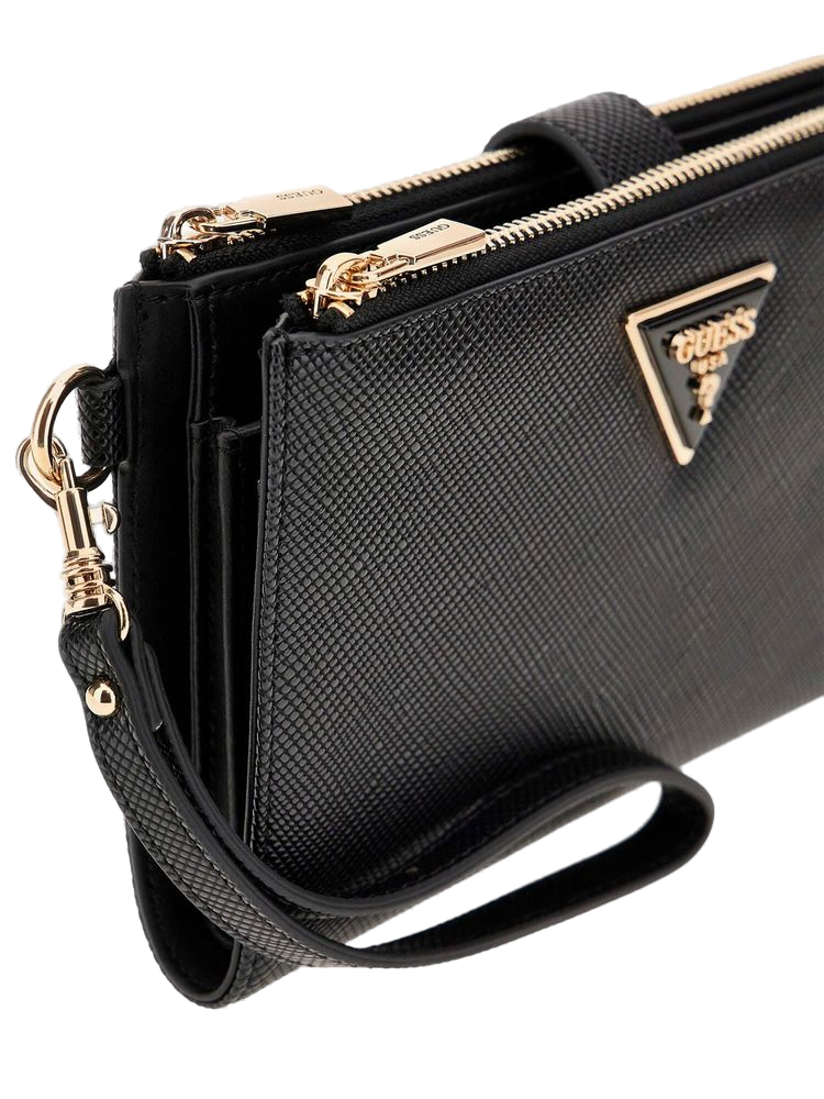Guess Double-Zip Organizer Wallet — Black