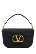 Valentino Garavani Gold VD Logo Shoulder Bag — Black