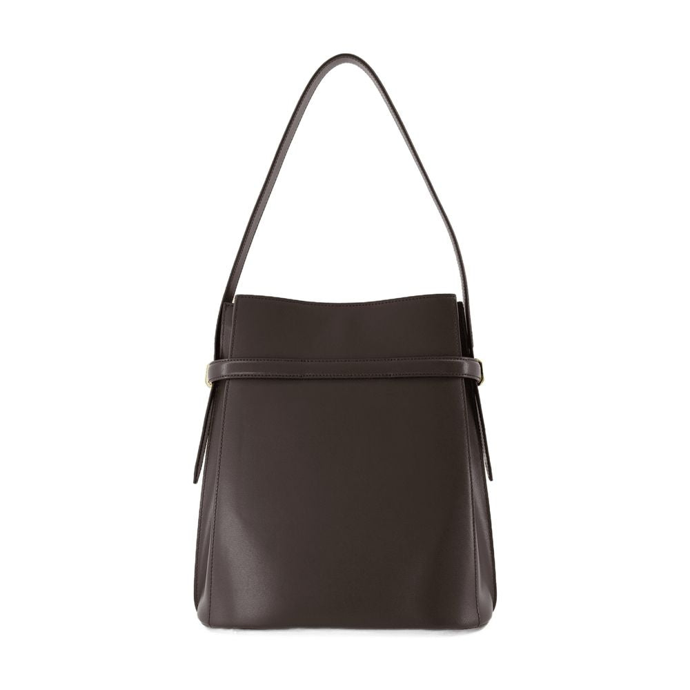 Toteme Belted Leather Bucket Bag — Black