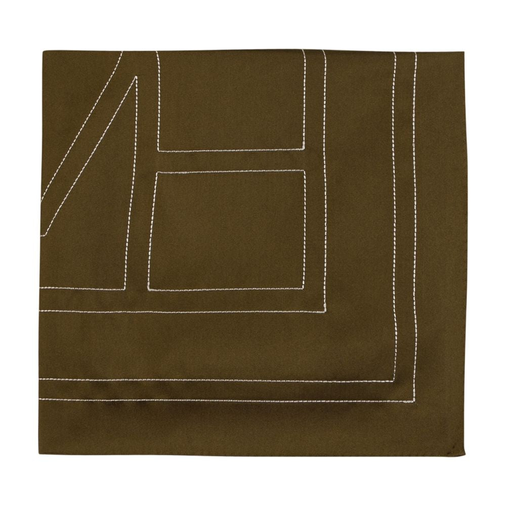 Toteme Embroidered Monogram Silk Scarf — Brown