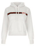 Gucci Web Stripe Logo Embroidered Hoodie — White