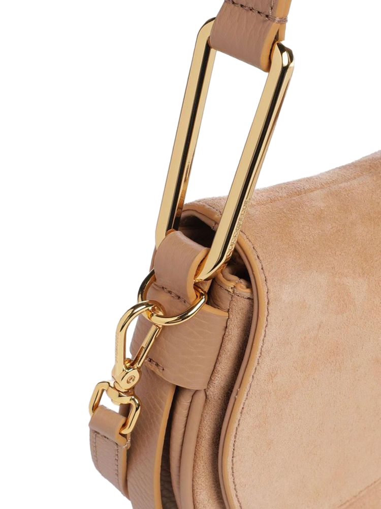 Coccinelle Suede Cowhide Shoulder Bag — Beige
