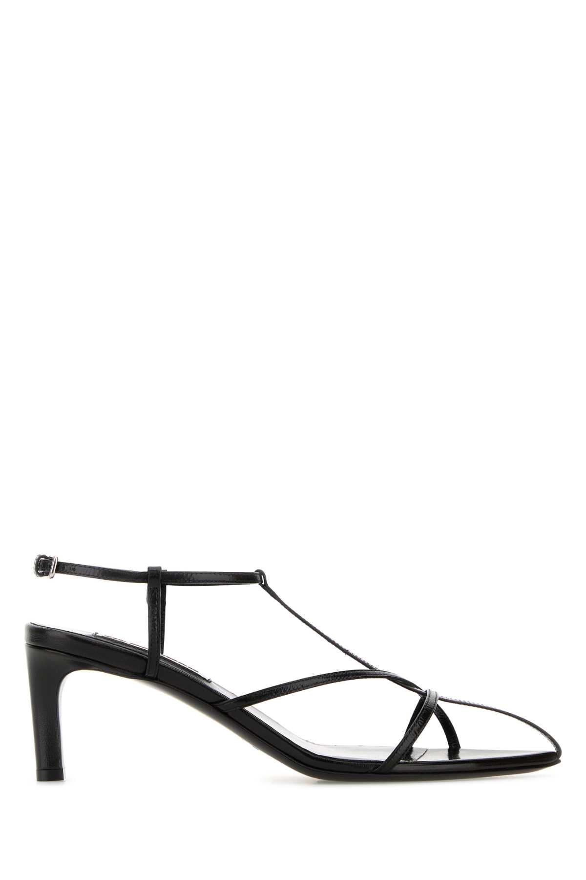 Jil Sander Strappy Leather Sandal — Black