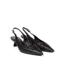 Michael Kors Woven Leather Slingback Heel — Black
