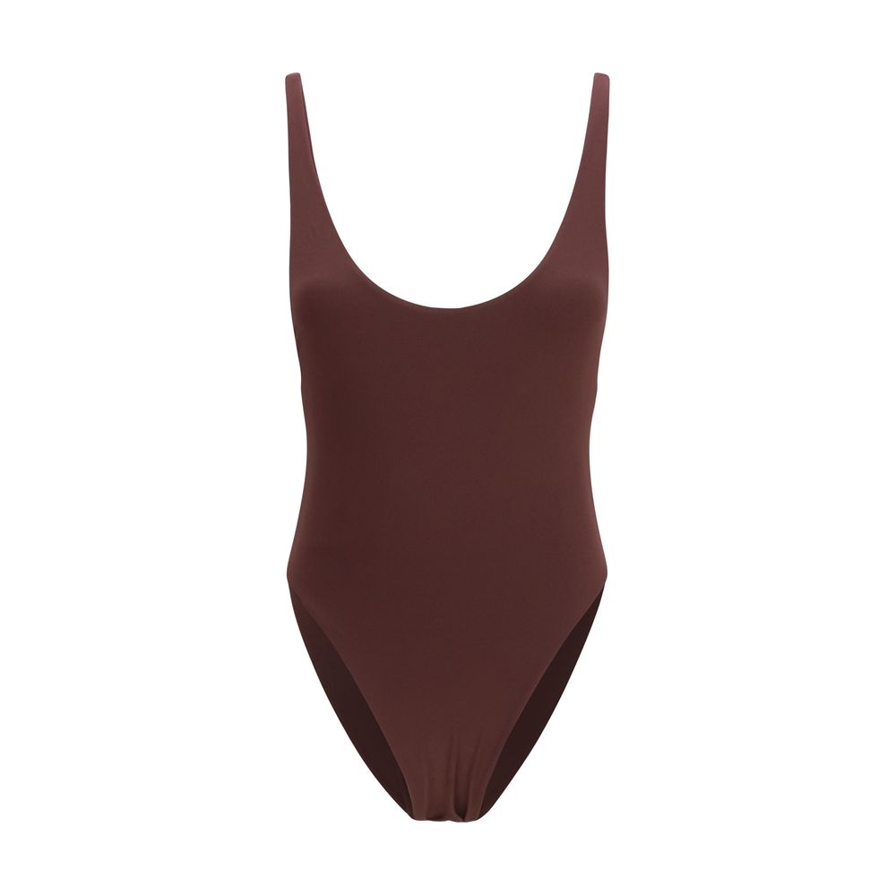 Magda Butrym Minimalist Polyamide One-Piece Swimsuit — Bordeaux