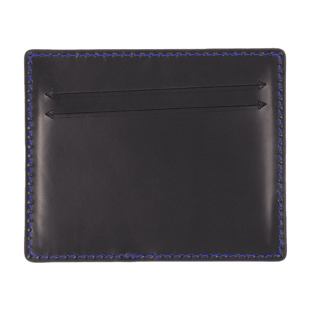 Ader Error Leather with Contrast Stitching Card Case — Black