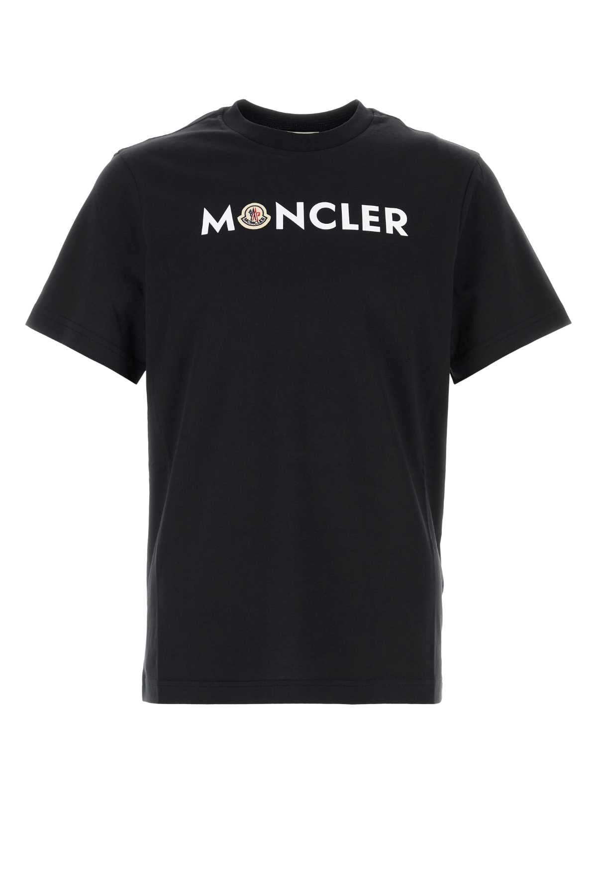 Moncler Logo-Print Cotton T-Shirt — Black