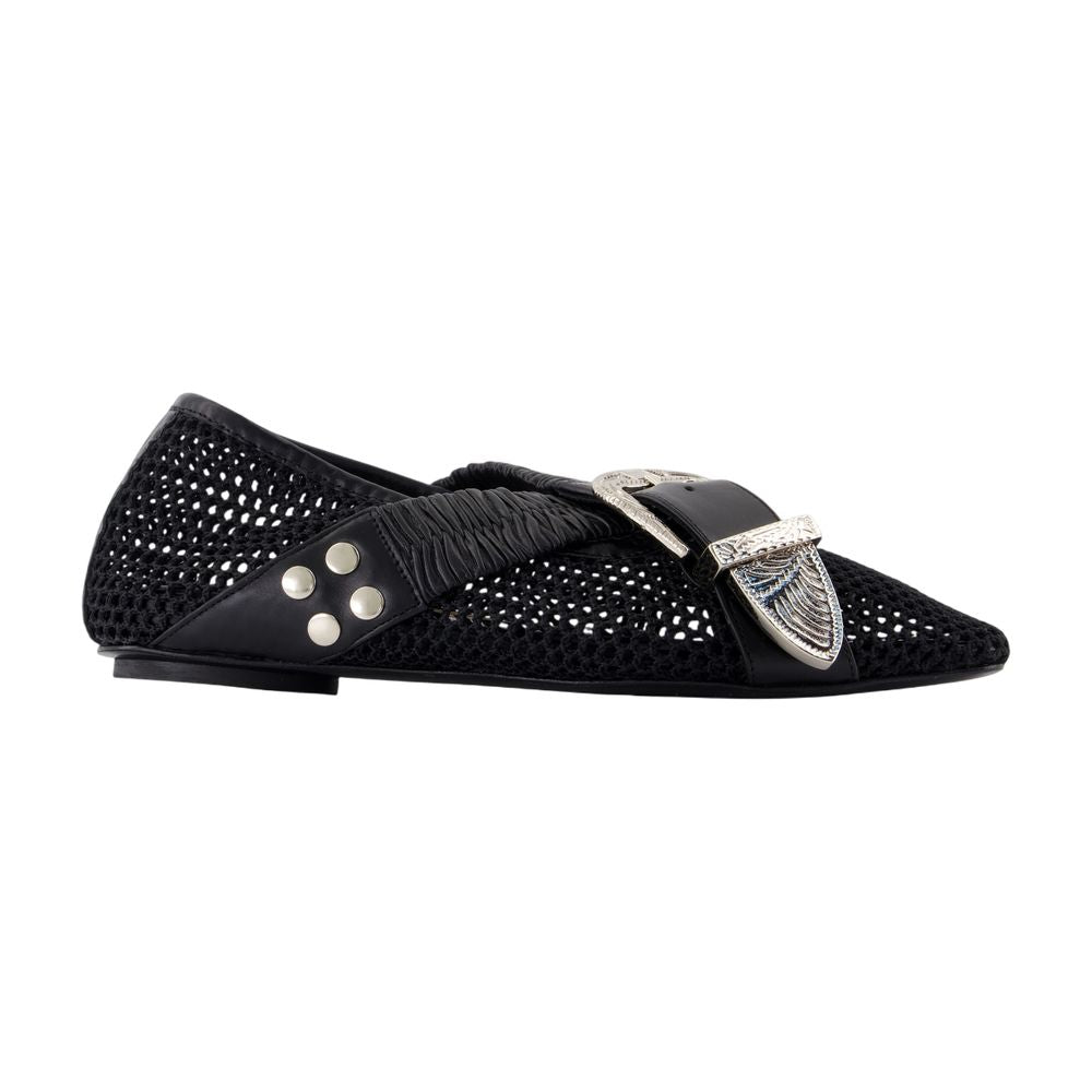 Toga Pulla Mesh and Leather Flat — Black