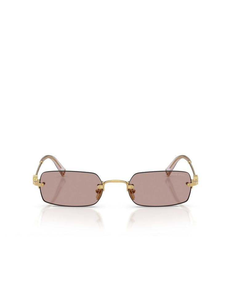 Miu Miu B50S Gafas de Sol con Montura Rectangular de Metal — Doradas