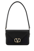 Valentino Garavani Leather VLogo Shoulder Bag — Black
