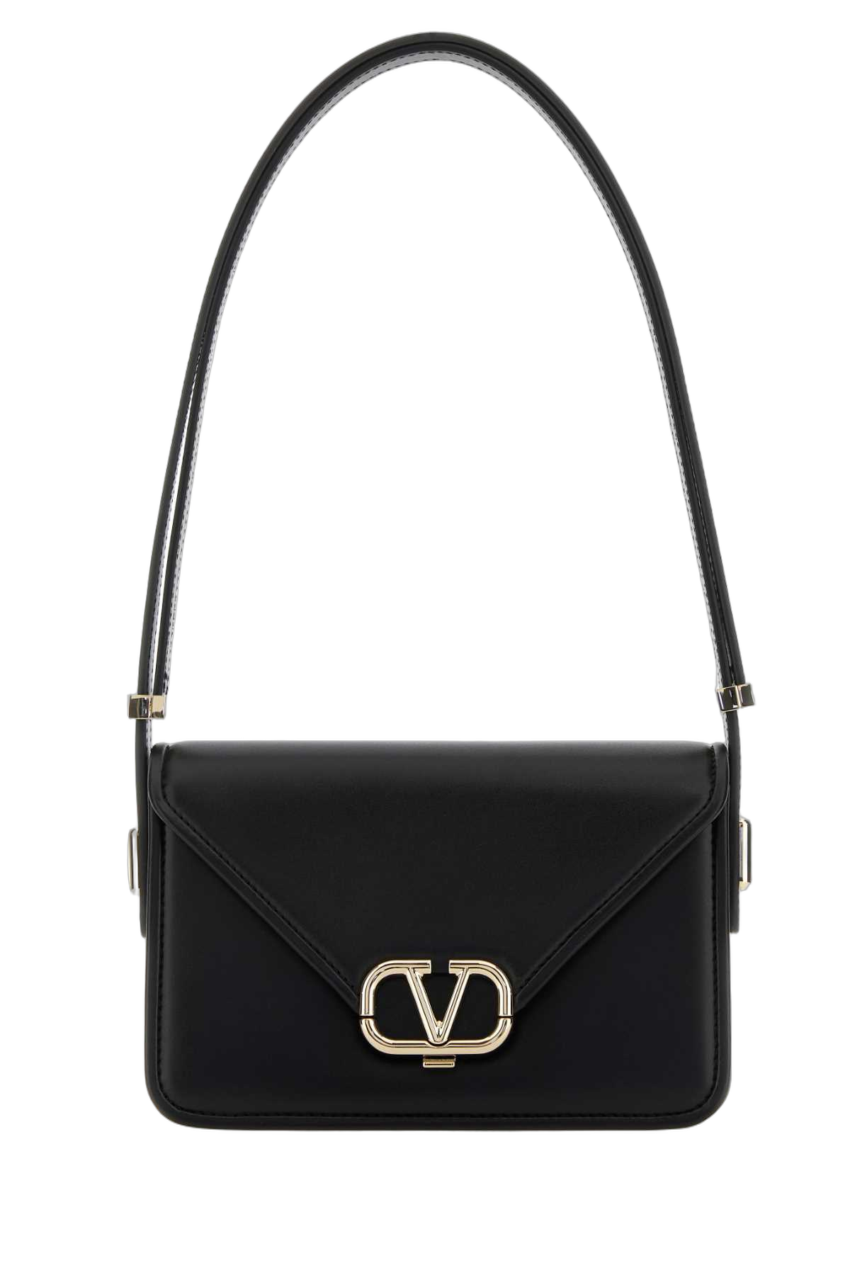 Valentino Garavani Leather VLogo Shoulder Bag — Black