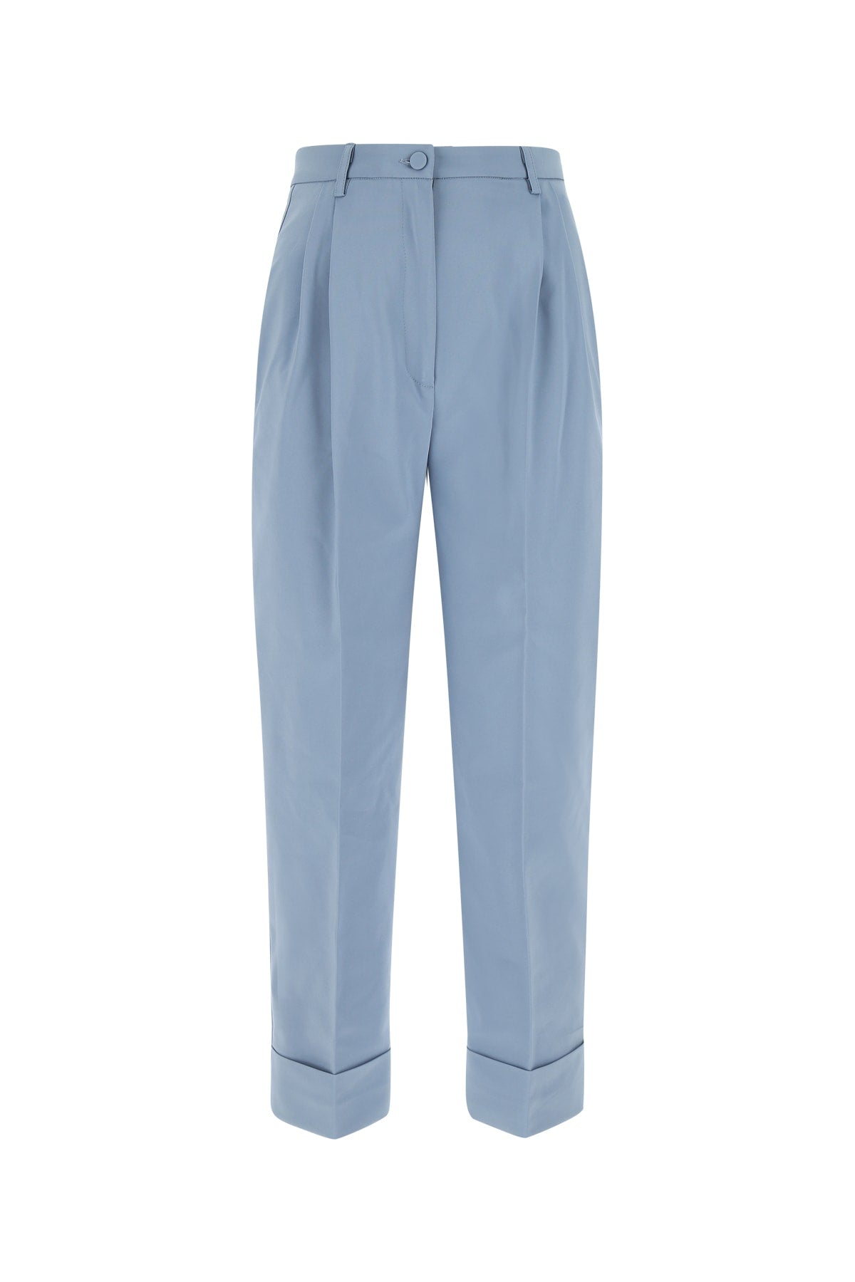 Hebe Studio Pleated Wide-Leg Trousers — Blue