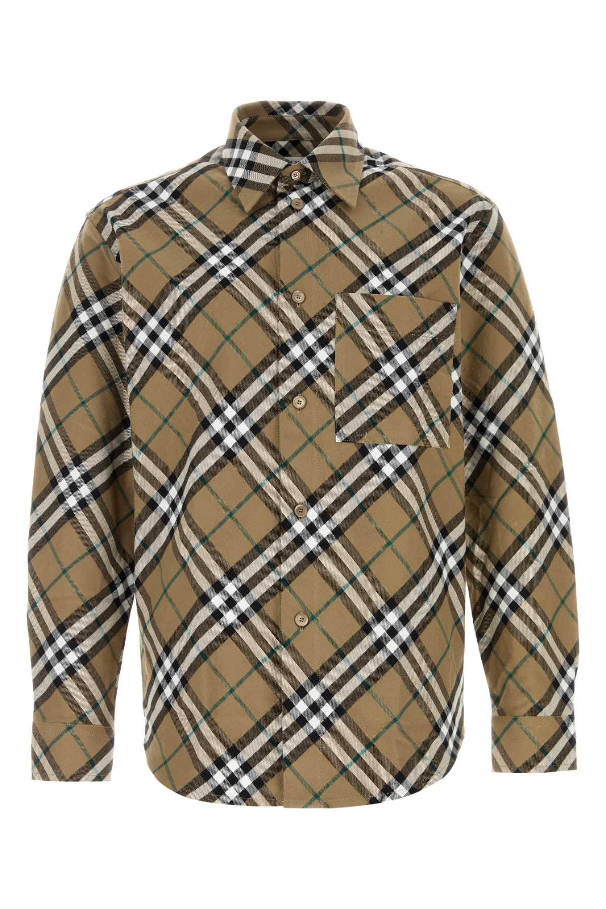 Burberry Plaid Cotton Shirt — Beige