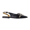 Toga Pulla Hardware-Embellished Calfskin Slingback Flat — Black