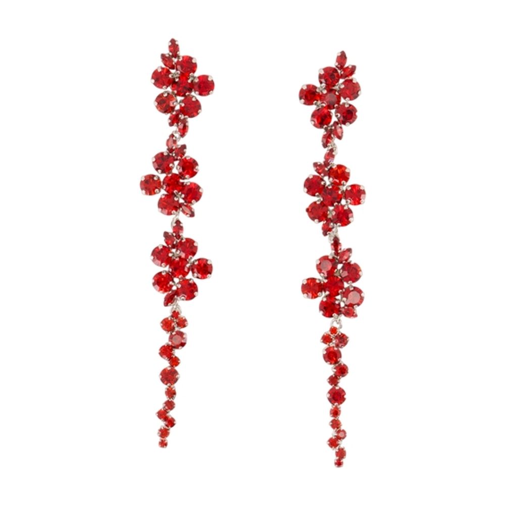 Simone Rocha Floral Synthetic Pearl Earrings — Red