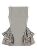 Dries Van Noten Ruffled Cotton Tank Top — Gray