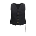 Sacai Gold-Button Twill Vest — Black