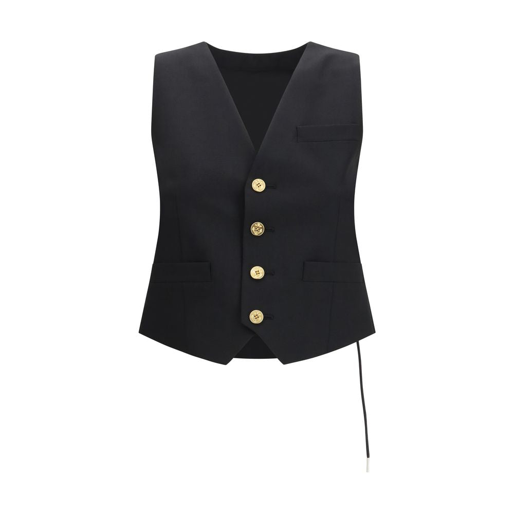 Sacai Gold-Button Twill Vest — Black