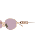 Gucci GG1802S Metal Round-Frame Sunglasses — Rose gold