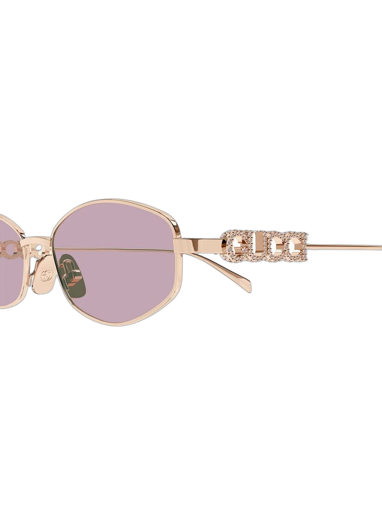 Gucci GG1802S Metal Round-Frame Sunglasses — Rose gold