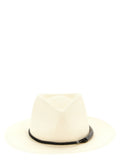 Brunello Cucinelli BR326976BM Leather-Trimmed Woven Fedora — Beige