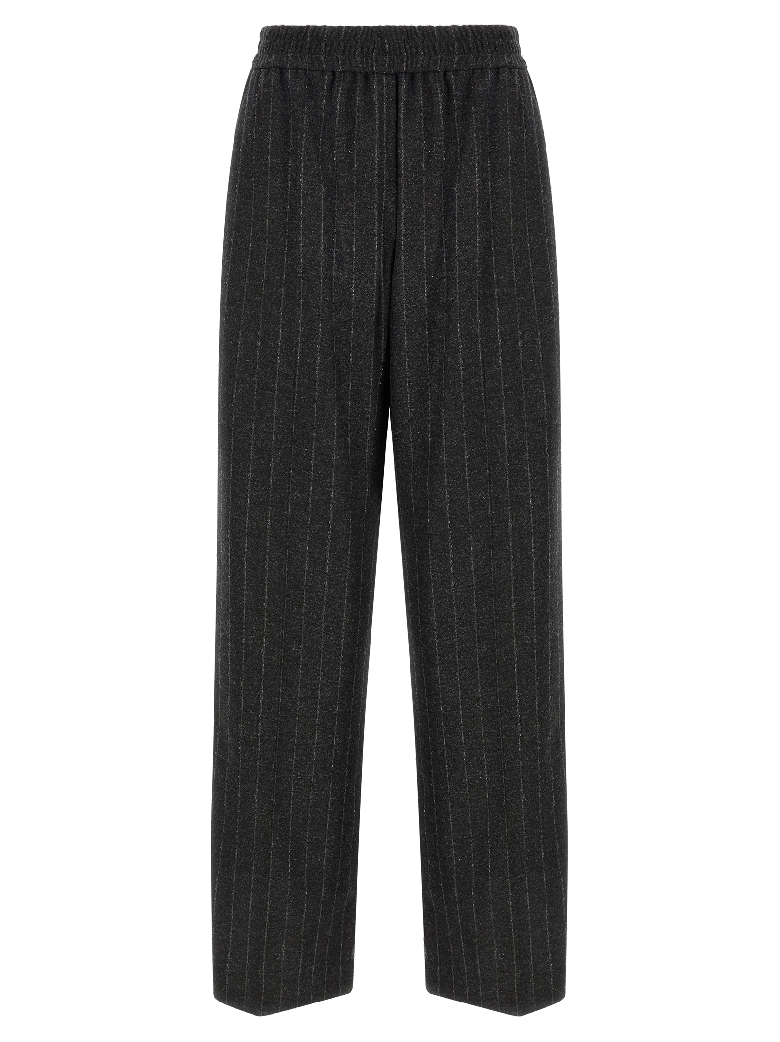 Brunello Cucinelli Pinstriped Virgin Wool & Cashmere Trousers — Gray