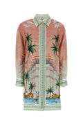 Casablanca Printed Twill Shirt Dress — Pink