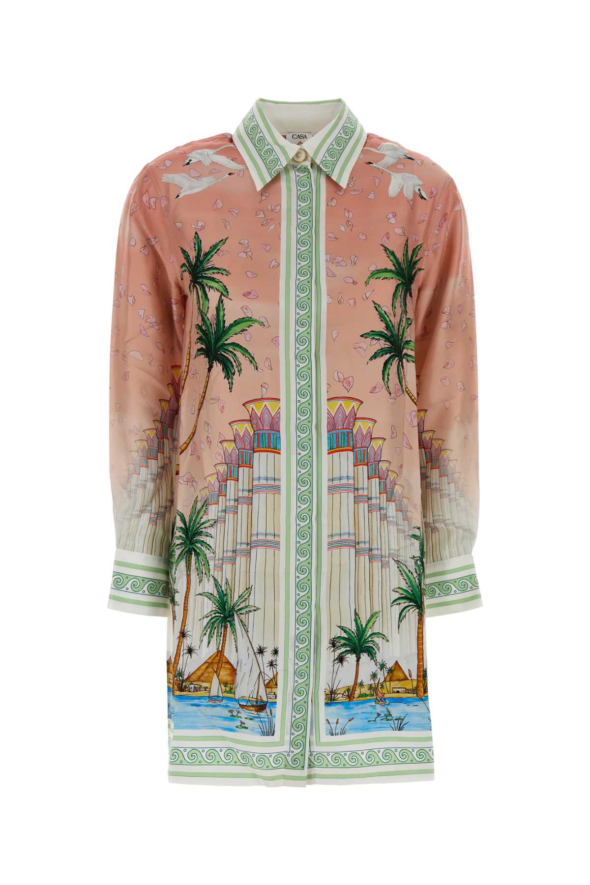 Casablanca Printed Twill Shirt Dress — Pink