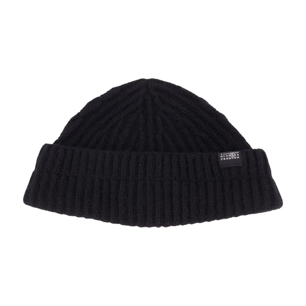 MM6 Maison Margiela S52TB0016-M13285-900 Ribbed Wool Beanie — Black