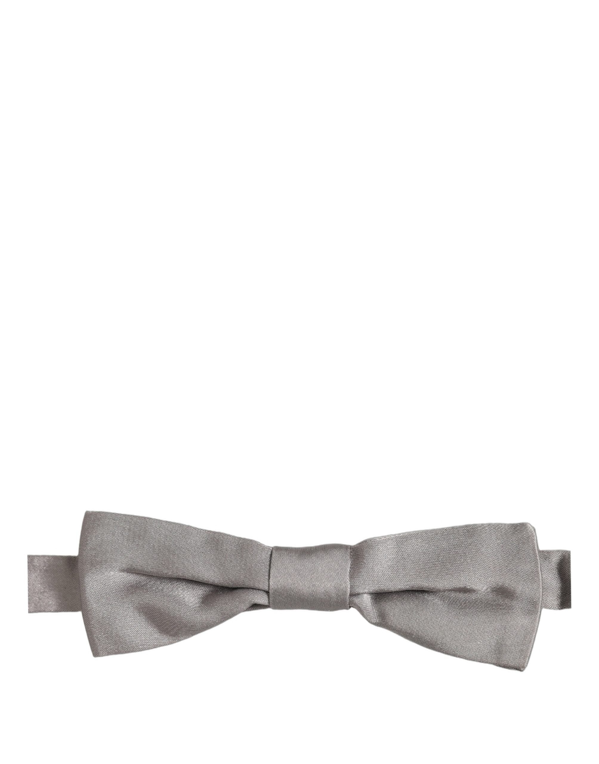 Dolce & Gabbana Silk Satin Bow Tie — Gray