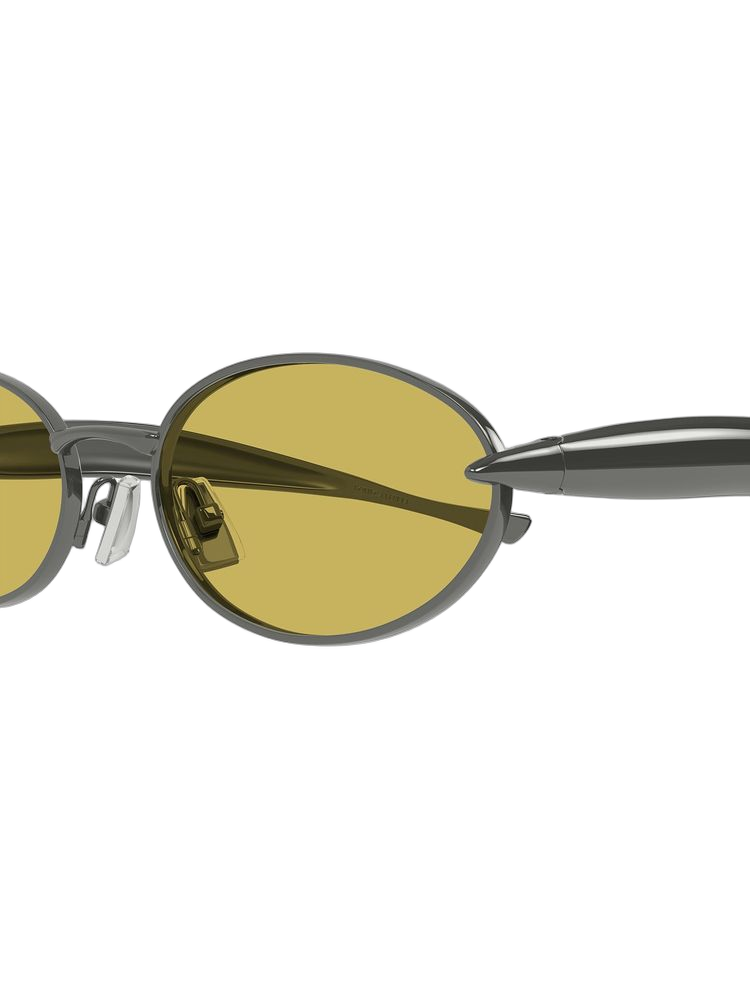 Bottega Veneta BV1386S Metal Round Frame Sunglasses — Gray
