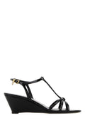 Prada T-Strap Leather Wedge Sandal — Black