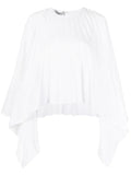 Valentino Pleated Bell-Sleeve Blouse — White