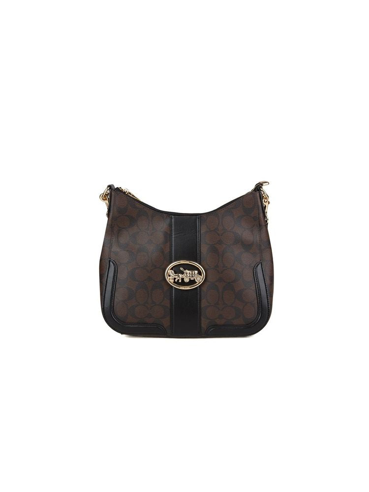 Coach Monogram Canvas Crossbody Bag — Brown