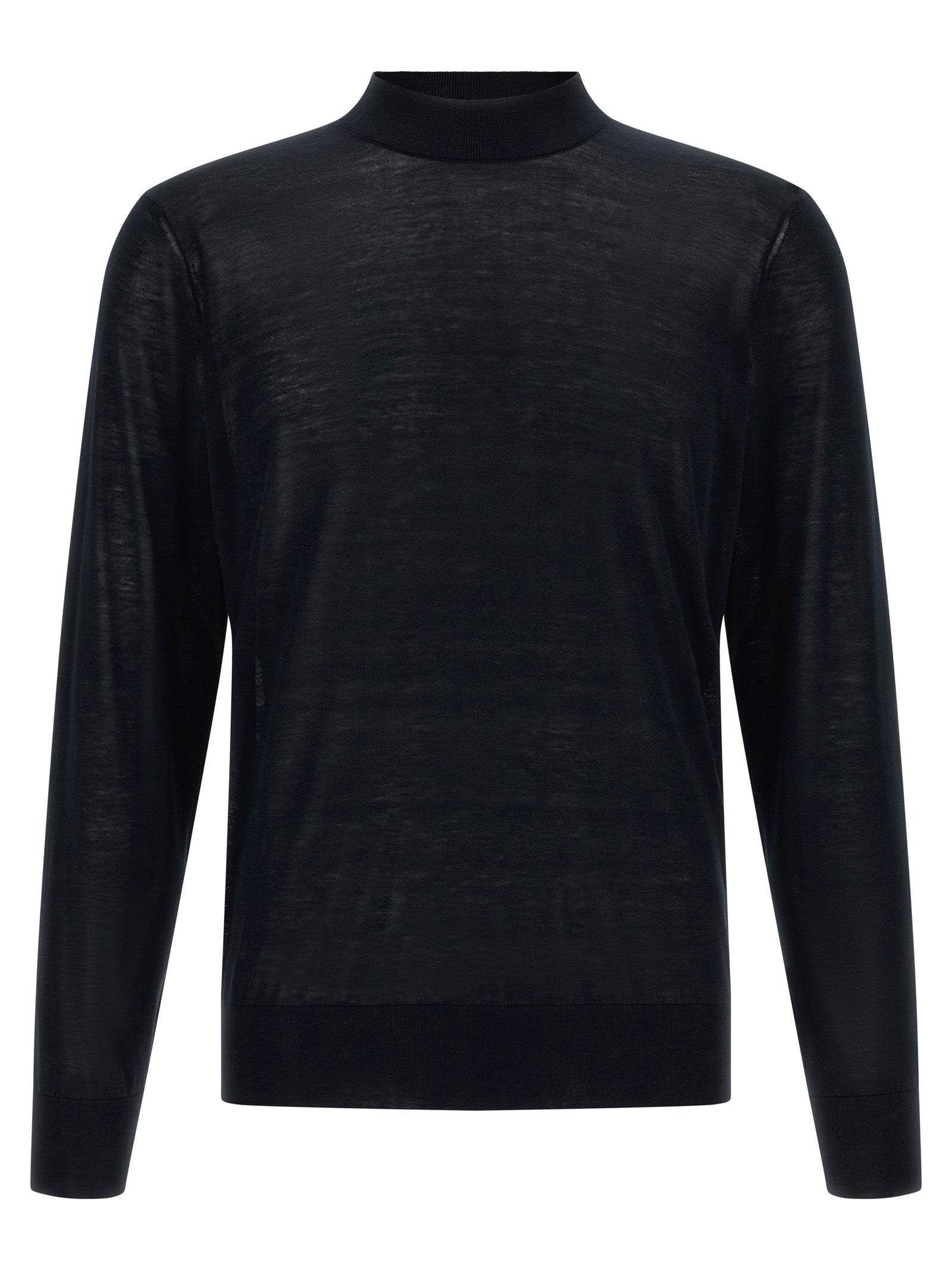 Brunello Cucinelli Silk and Cotton Mock Neck Sweater — Black