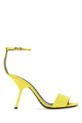Sergio Rossi Satin Ankle-Strap Heel Sandal — Yellow