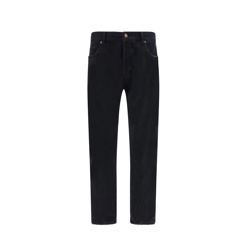 Saint Laurent Cotton Straight-Leg Jeans — Black