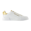 Dolce&Gabbana Logo-Embellished Calfskin Sneaker — White